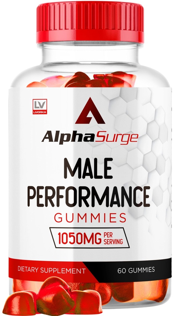 LIVORKA Alpha Surge for Men - Alpha Surge Gummies for Male, Alfa Surge Gummies 1050mg, Alpha Surge XL Gummie, Alfa Surge Gummies, Alpha Sugre Male, 60 Gummies selama 1 Bulan