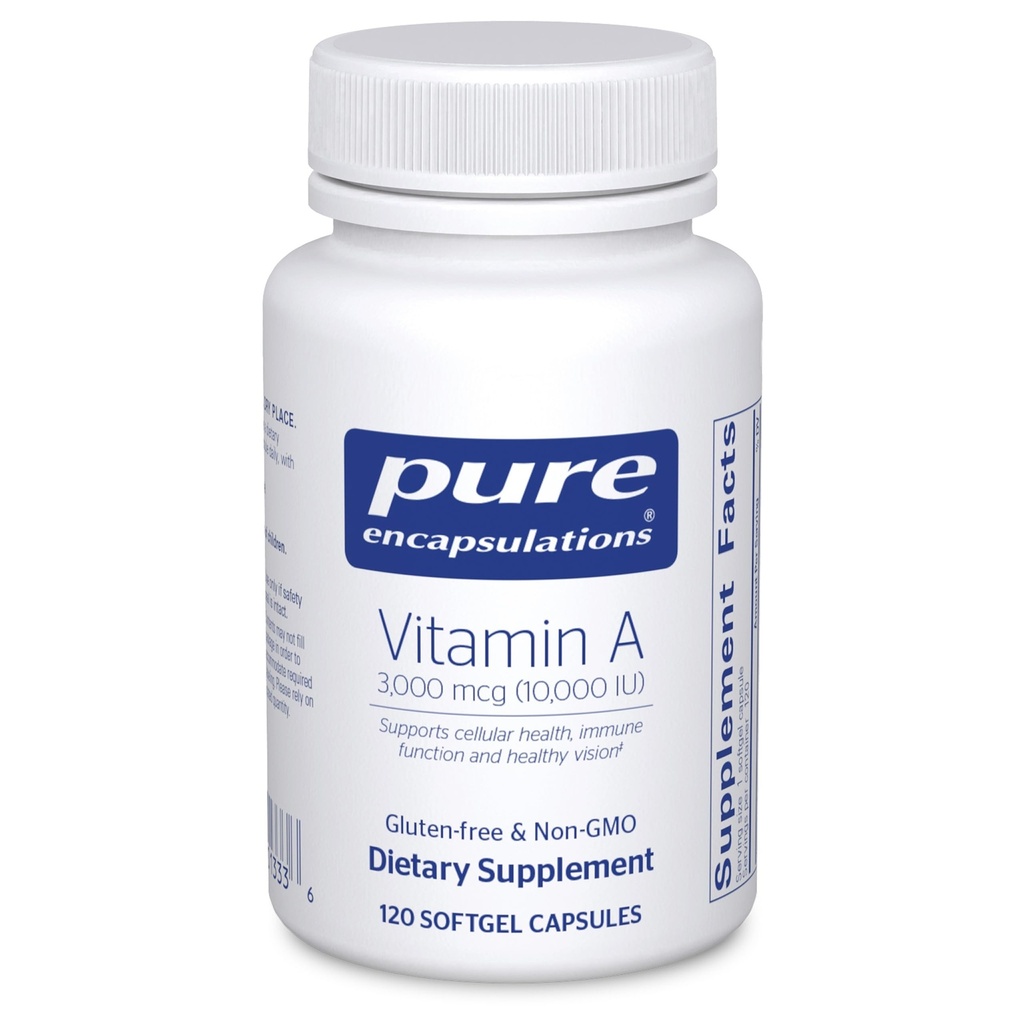 Encapsulasi Murni Vitamin A - 3.000 mcg - dari Cod Liver Oil - Imune & Vision Dukungan * - Vitamin A Palmiate Suplemen - Non- GMO - 120 Softgel Capsules