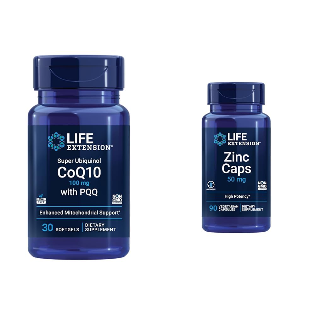 Ekstensi Hidup Super Ubiquinol CoQ10 dengan PQQ, CoQ10, PQQ, shilajit, Heart Health & Zinc Caps, zinc 50 mg, zinc Citrate, Dukung pertahanan kekebalan tubuh