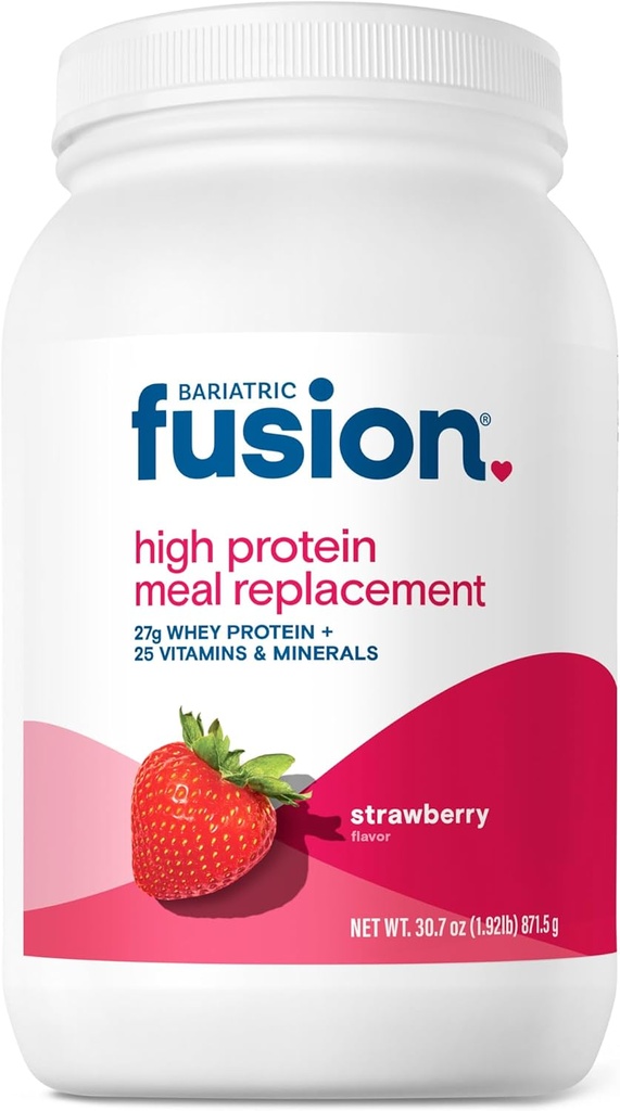Bariatric Fusical Strawberry Replacement 27g Protein Powder, 21 Serving Tub untuk Bariatric Bedah Pasien termasuk Gastric Bypass dan Sleeve Gastrectomy - Tidak ada Gluten, Aspartame atau Sugar