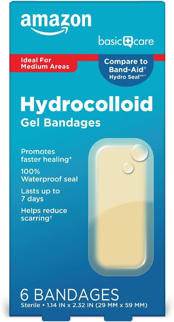Care Advanced Healing Hydrocolloid Gel Bandages, Large, 6 ct