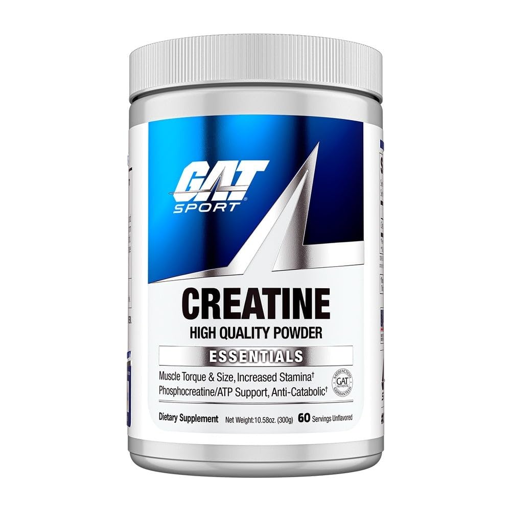 GAT SPORT Creatine Monohydrate 300 Gram Powder, Strength, Brain Health, Antiokidant, Endurance, untuk Pria & Women, Unflamited, 60 Servings