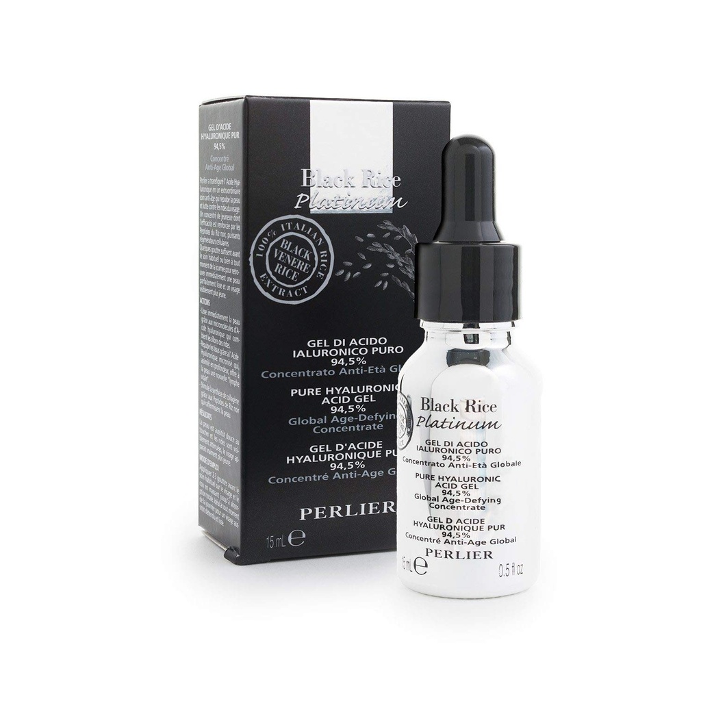 Perlier Black Rice Platinum 94,5% Acid Hyaluronic murni, 0.5 f. oz.