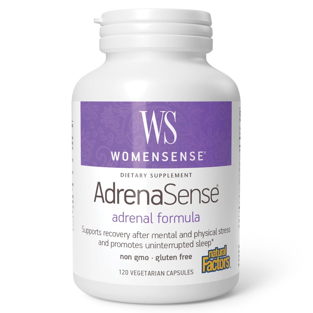 WomenSense AdrenaSense oleh Natural Factors, AdrenaSense, Herbal Suplemen Dukungan Adrenal dan Stress Relief, Vegan, Non-GMO, 120 Kapsul