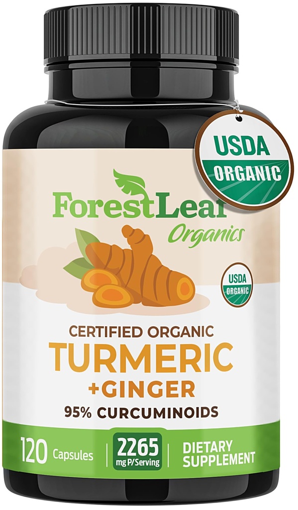 Suplemen Suplemen Turmeric Ekstra 2265mg - Turmeric Curcumin Suplement w / BioPerine Black Pepper - Tumeric dan Ginger Suplemen, 95% Curcuminoid, Menyediakan Immune & Joint Health, 120 Caps