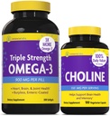 Choline InnovixLabs & Triple Omega-3 Bundle Chooline Bitartch 550mg (100 Capsules) Triple Kekuatan Omega (200 Softgels). Mendukung Memori, Mood, Kesehatan Otak & Kognitif Boost. *