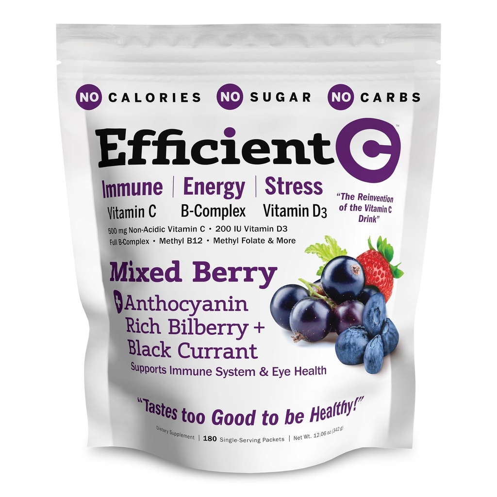 ANDREW LESSMAN Eefisien C Mencampur Berry 180 Paket - Imune, Energi, Stress dan Dukungan Kesehatan Eye. Penemuan kembali minuman Vitamin C. Tidak ada Kalori. No Sugar. Tidak ada Carbs. Mudah untuk Mix.