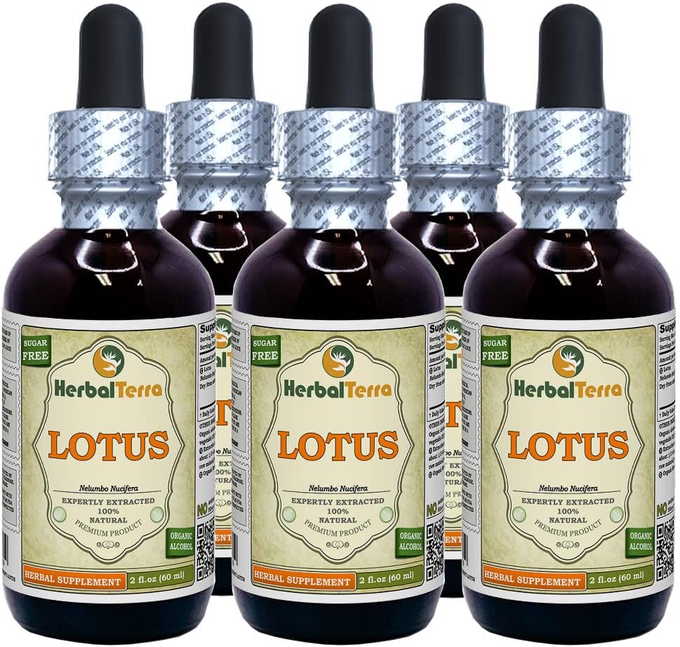Lotus, Xi Xin (Nucifera Nemumfera) Ekstrak Cair Stem Kering (Nama Merek: HerbalTerra, Proughtly Dibuat di USA) 5x2 oz