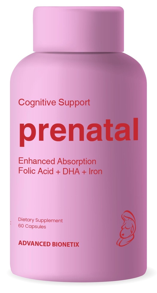 Bio- Tersedia Prenatal Vitamin untuk Perempuan, Asam Folic Natural Methylated, DHA Omega 3. Multivitamin Pra, Selama Pregnancy & Post
