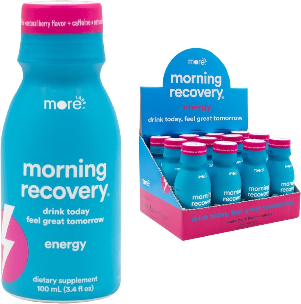Pemulihan Pagi, Electrolyte dengan Energi, Milk Thistle Minum Formulasi Proprietary untuk Hidrate Sementara Minum, Sangat Soluble Liquid DHM, Non GMO, Vegan, Bebas, Berry, Paket 12