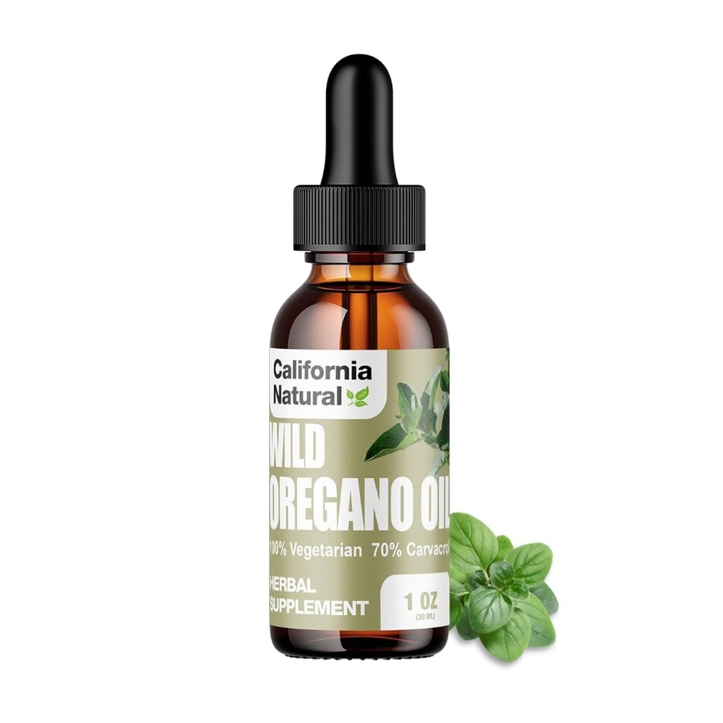 Wild Oregano Oil 1oz Bottle - California Natural - Immune System & Digestive Support - Promote Gut Health & Healthy Digestion - 100% Vegetarian - 70% Carvacrol - Herbal Supplement - 1oz