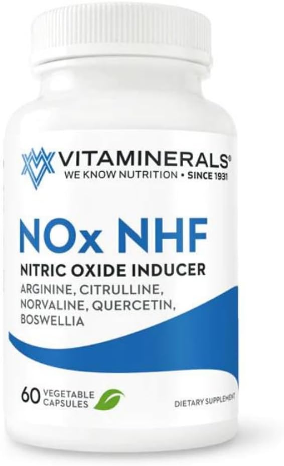 Vitamin 122 NOX NHF L-arginine, L-citrulline, L norvaline Plus B6, Quercetin, White Willow, Boswellia & zymes 124; 60 Vevlake caps 126; 30 Servings
