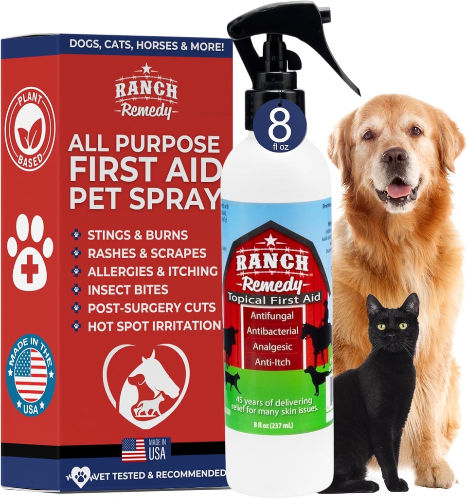 Bantuan Penyembuhan & Itch Relief Spray untuk Anjing, Kucing, Kuda, Aman untuk Semua Hewan - All Natural - Rashes, Bites, Bakar & Hot Spot Treatment - Skin Irritation & Allergies Solusi (8oz)