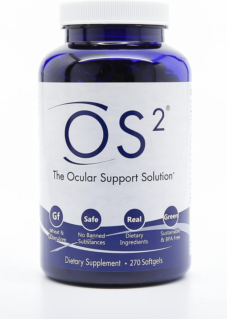 Solusi Dukungan OS2 Okular - 270Ct, Mata Terpatenkan Vitamin w AREDS2, VIT A, C, Zinc, Omega- 3, Lumetein & Dalxanthin, untuk Macular Health, Dry Eye, Blue Light & Night Vision Suplement