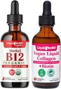 Metode Organik LIQUIDHEALTH B12 5000mcg Tart Vitamin Drops dengan Tart Cherry Juice & 100% Vegan - Based Collagen Plus Biotin Drops - Natural Energy Boost, Improve Focus, Hair & Nail Growth, Skin Health