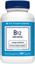 The Vitamin Shoppe Vitamin B12 500mcg - Support Energy Production, Once Daily Dietary Suplement - Vitamin B-12 (As Cyanocobalamin), Gluten & Dairy Free (100 Kapsul)