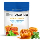Silver Lozenges dengan Organic Manuka Honey dan Vitamin C - All-Natural Nano Silver 45- 50mcg 60 PPM Colloidal Silver Mineral Drops untuk mendukung Imune System, Soothe, Cool Cough & Throat, 24- Lozenges