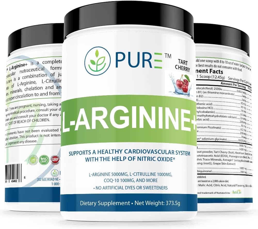 PURE L- Arginine + L- Arginine +, L- Arginine L Citrulline CoQ10 and More! Dukungan untuk Tekanan Darah, Kolesterol, Energi, Aliran Darah, Pembangunan Otot & Lebih (Mangga Tropical)