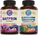 Saffron Extract & Advanced Joint Bundle (One Bottle Each). Mendukung Mood, Energy Boost, Metabolic Fungsi, dan Gabungan Kesehatan. USA Made.