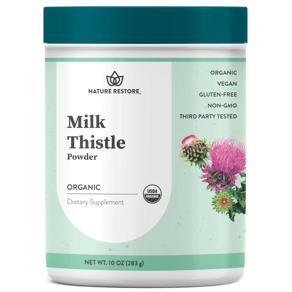 Nature Restore USDA Certified Organic Milk Thistle Bidak Benih, 10 Ounces, Dikemas di California