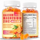 Kalsium Magnesium Zinc Gummies dengan D3 & B6 & K2.1000mg Calcium Gummies dengan 300mg Magnesium Dukung Kedewasaan dan Remaja, Gula Bebas (120Count)