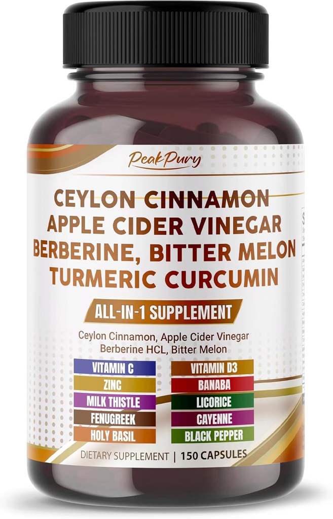 Ceylon Cinnamon Apple Cider Vinegar Berberine Bitter Melon - Dibuat di Amerika Serikat