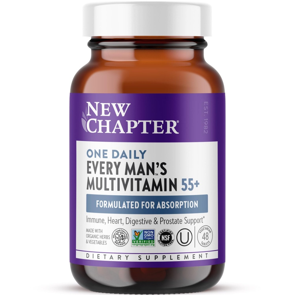 New Chapter Men 's Multivitamin 50 Plus for Brain, Heart, Digeptical, Prostate & Imune Support with 20 + Nutrients + Astaxanthin