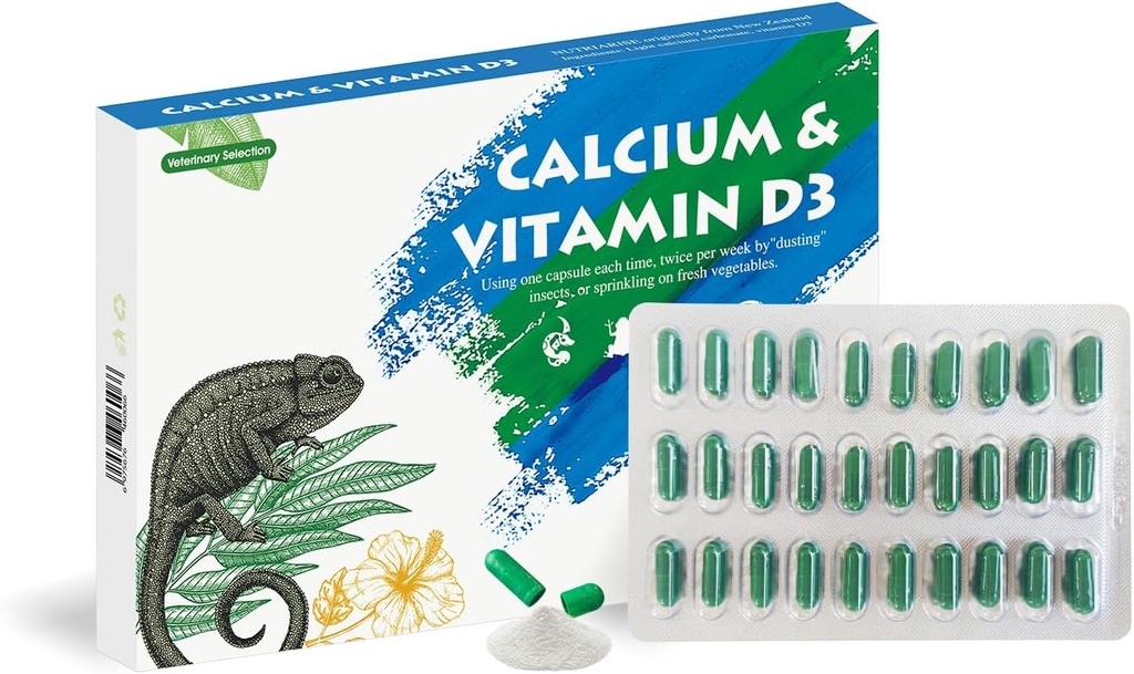 Kalsium Reptile Suplemen Dengan Ditambahkan Vitamin D3 Ideal Untuk Naga Berjenggot, Turtles & More
