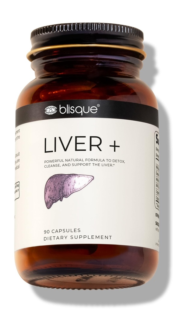 Blisque - Tambahan Kompleks Hati untuk Detox, Cleanse, dan Perbaiki Liver 124; Dokter Approved 124; Natural Ingredics 124; Milk Thistle, Dandelion, dan Burdock Root 124; 90 Capsule Pills