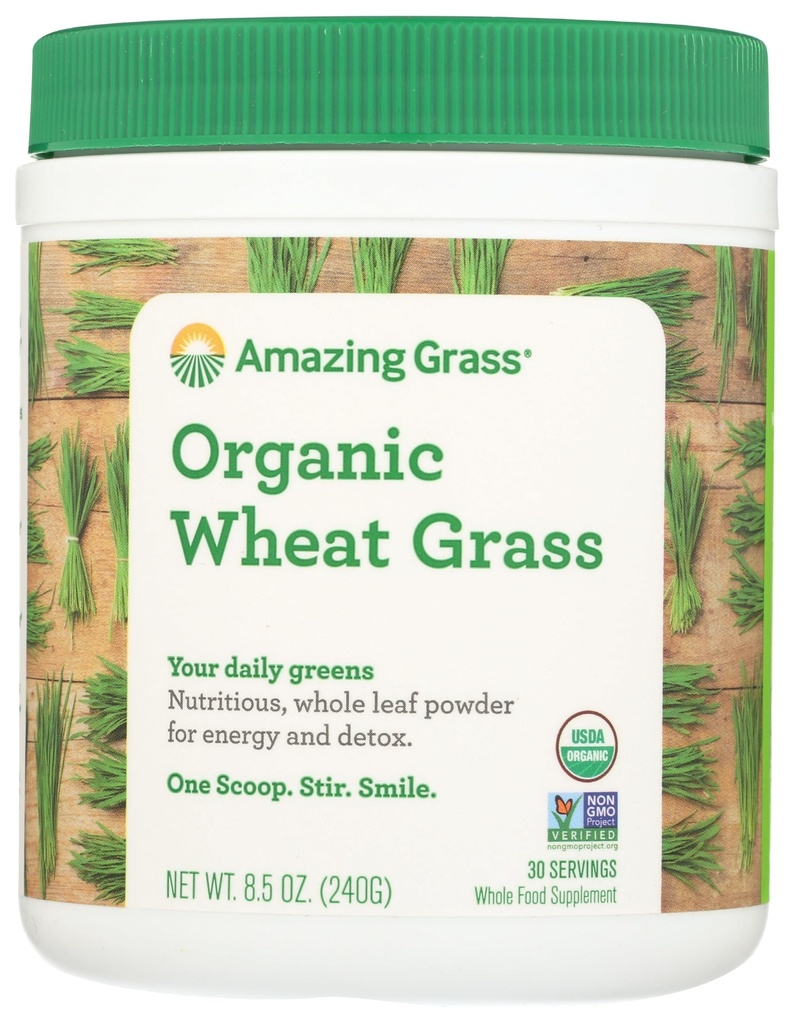 Amazing Grass Wheat Grass Powder: 100% Wolf-Leaf Wheat Grass Powder for Energy, Detox & Imunity Support, Chlorophill providing Greens, 30 Servings