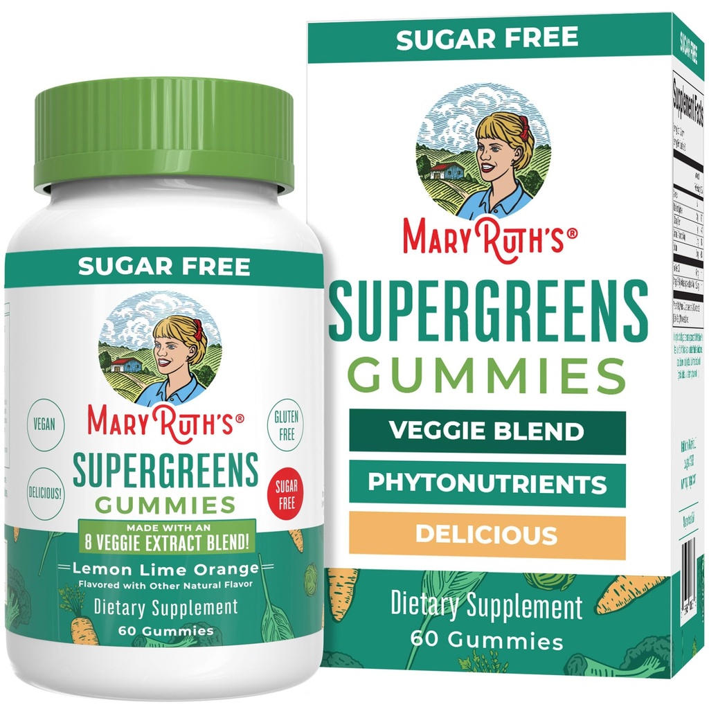 MaryRuth Organics Super Greens Gummies, Gummies 124; Secara teknis - Occurring Quercetin untuk Orang dewasa dan Anak Berusia 4 + 124; Gula Bebas 14; 2g Fiber Per Serving 124; Vegan 124; Tidak Grintin 124; Pectin berbasis 124; 60 Count 124; 30