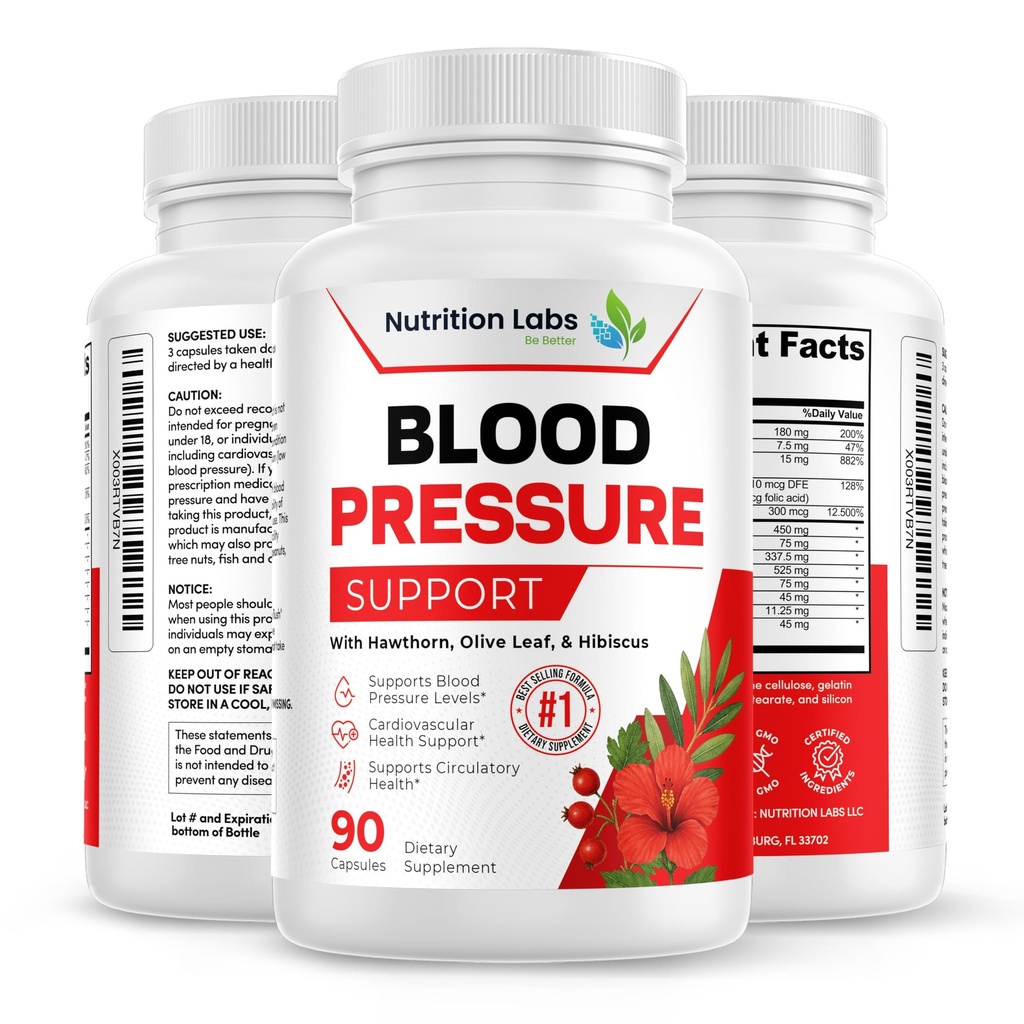 Dukungan Tekanan darah & Jantung Kesehatan Kardiovaskular Tambahan W / Hawthorn, Hibiscus. Dukungan Nitric Oxide untuk Tekanan Darah Normal Dukungan W / Vitamin B12 & Folic Acids. Suplemen bawang putih. 90 CT