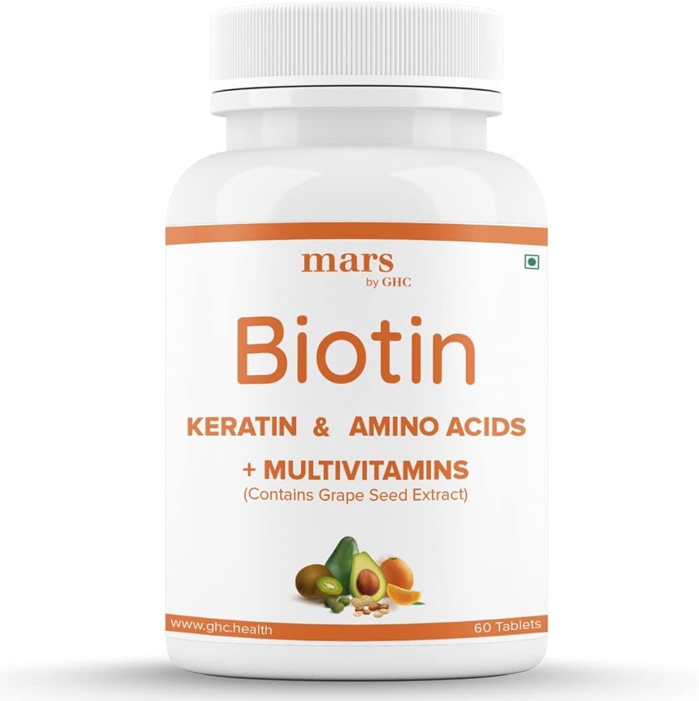 Beard Biotin, Promotes Stronger & Thicker Beard Growth, disuguhkan vitamin A, Vitamin E, Vitamin B7, Keratin & Acids 124; 100% Vegan (60 Tablet - Kembang 1)