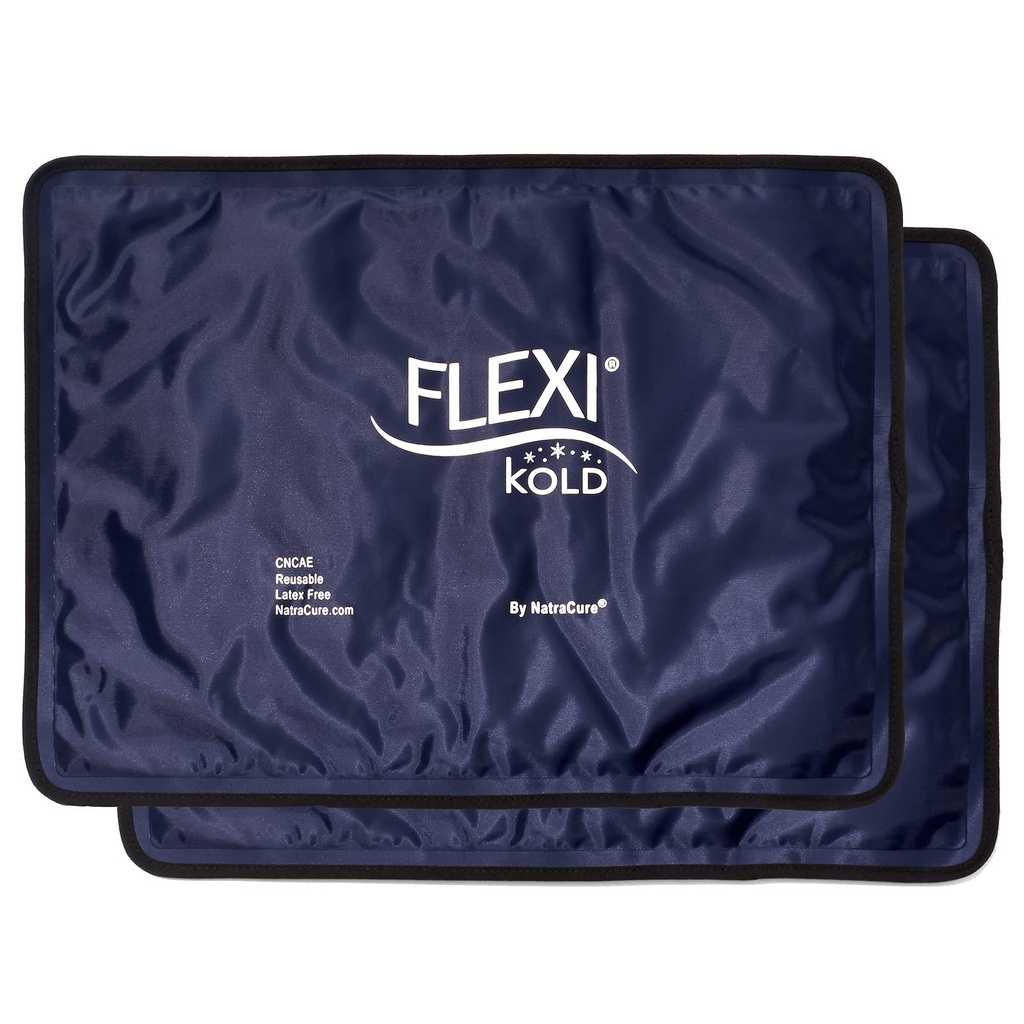 2 FlexKold Gel Ice Packs (Standard Large: 10,5 "x 14.5") - Recable Cold Pack for Injuries, for Back Pain Relief, Migraine Relief Pad, Setelah Operasi, Postpartum, Headache, Shoulder - 6300- COLD 2PK