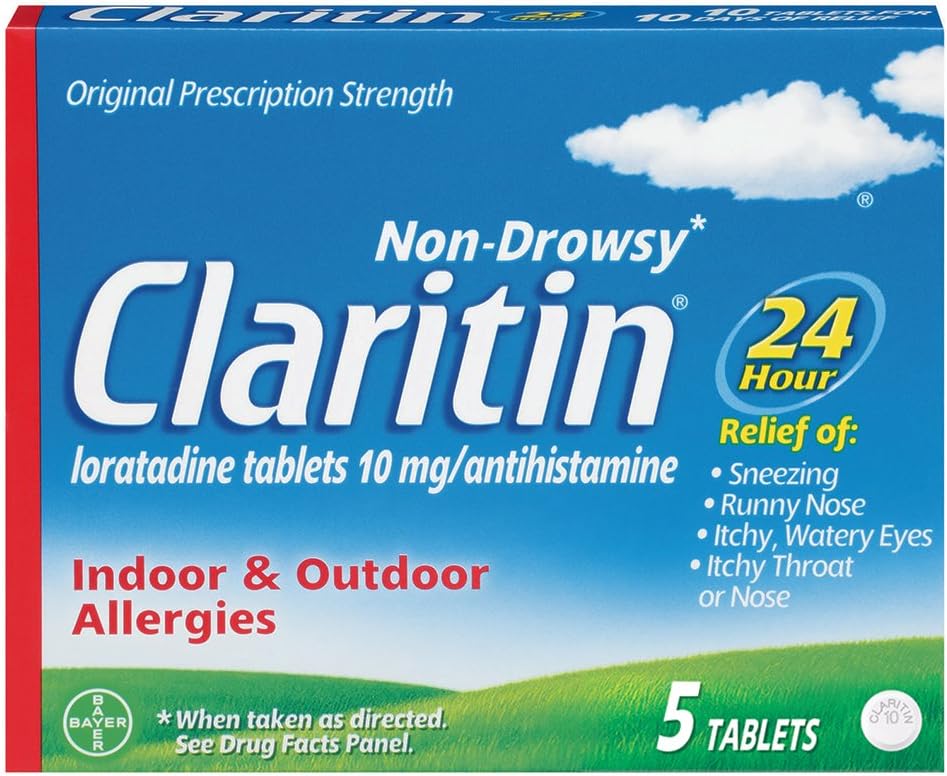 Claritin 24 Hour Non-Drowsy Allergy Tablet, 10 mg, 5 Count (708164)