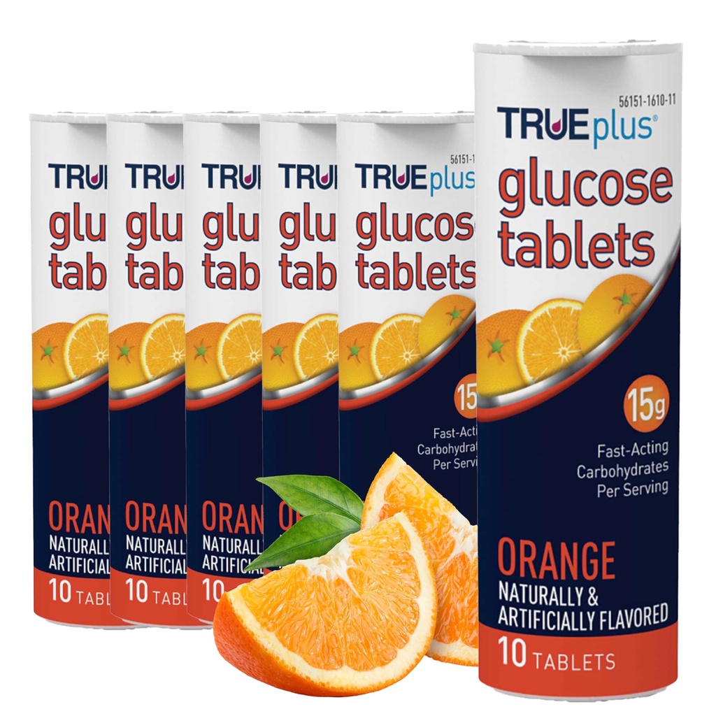 TRUEPlus Glukosa Tablet, Orange Flavor - 6X 10ct Tubes