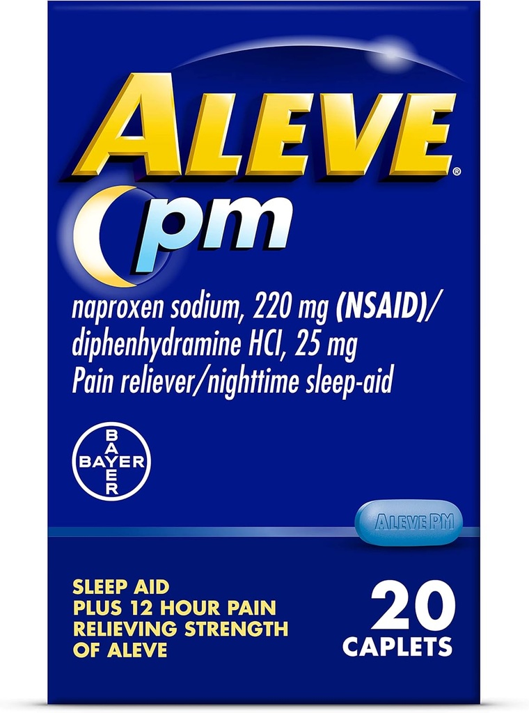 Aleve Pain Relief and Nighttime Sleep Aid Naproxen Sodium Caplets £20 Count