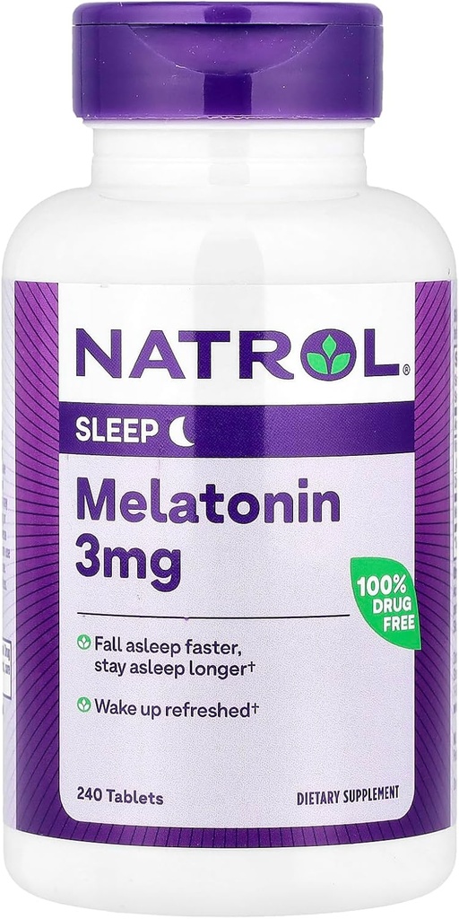Natrol Melonatin Membantu Anda Fall Asleep Lebih cepat Tidur lebih lama Absorpsi lebih cepat 100 Vegetarian 3mg, (Tablet), 240 Count