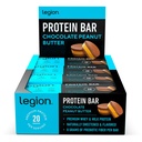 Legion Protein Cokelat Peanut Butter -100% Whey Protein, Baked Bars dengan Prebiotic Fiber - High Protein (20g) Fat Rendah (12g) Rendah Gula (4g), Tidak Soy, Gluten - Natural Flavors (12 Count)