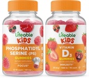 Lifeable Phoshatidyserine (PS) Anak-anak + Vitamin D Kids, Gummies Bundle - Tasting Besar, Suplemen Vitamin, Gluten Bebas, GMO Bebas, Gummy Chewable