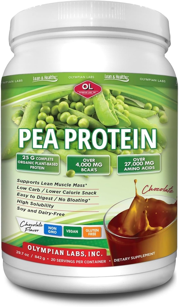 Pembangkit Lab Olympian Berdasarkan Powder Protein Pea, Chocolate - 25g Protein, Vegan, Karbs Low Net, Gluten Free, Laktosa Free, No Sugar Added, Soy Free, Non-GMO, 2 Pound Pea Protein