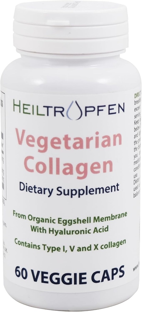 Heiltropfen Collagen Vegetarian caps 124; dari Organic Eggshell Membrane 124; Tipe 1, 5 dan 10 Collagen 124; dengan Acid Hyaluronic 124; 60 Capsules 124; Tambahan Dieter