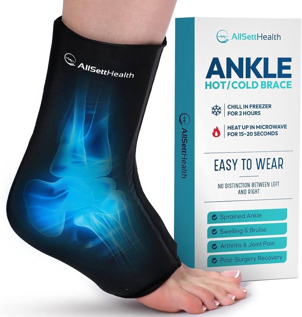 Ankle Ice Pack Lick for Sweelling - Hot / Cold Therapy Ice Crap for Foot Pain Relief, Heel Pain Relief, Plantar Fasciitis, Achilles Tendonitis Relief, Spowed Ankle Compression, (Large / XL)