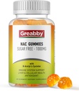 NAC Gummies Sugar Free, N Acetyl Cysteine NAC Supplement 10000mg for Antioksidants, Lung & Liver Health, Imune Support, Vegan Orange Flavor, 60ct