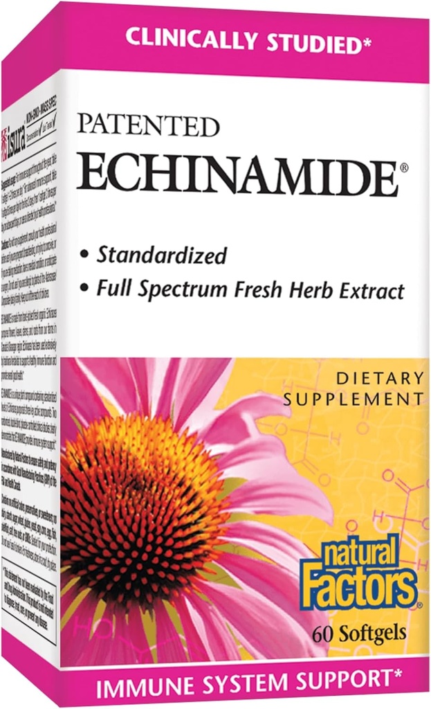 Faktor Alam, Echinamide, Tambahan Echinacea untuk Imune dan Wellness Dukungan, 60 Softgels