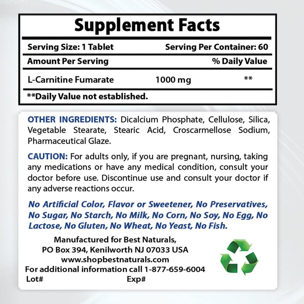 Terbaik: L- Carnitine 1000mg & L- Glutamine 10000mg