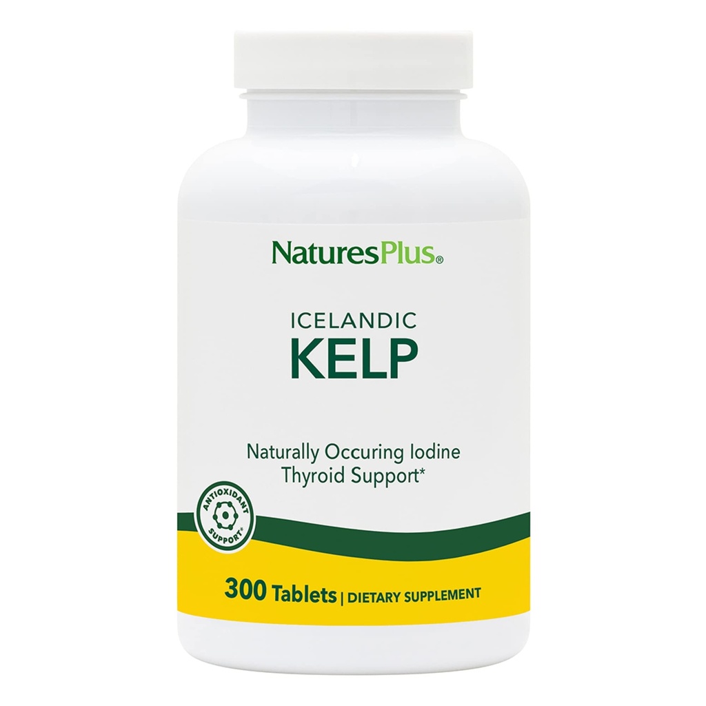 NaturesPlus Kelp Islandia - 150 mcg Iodin; 150 mg Kelp- 300 tablet Vegetarian - Suplemen Idetin Alam - Gluten- Bebas - 300