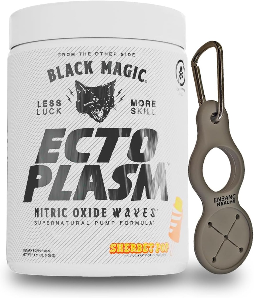 Plasma Black Magic Ecto - Sherbet Pop - Igniter Pompa Buatan, Hidration & Vascularity (400g, 20 Scoops) dengan Enbanc Health Keychain