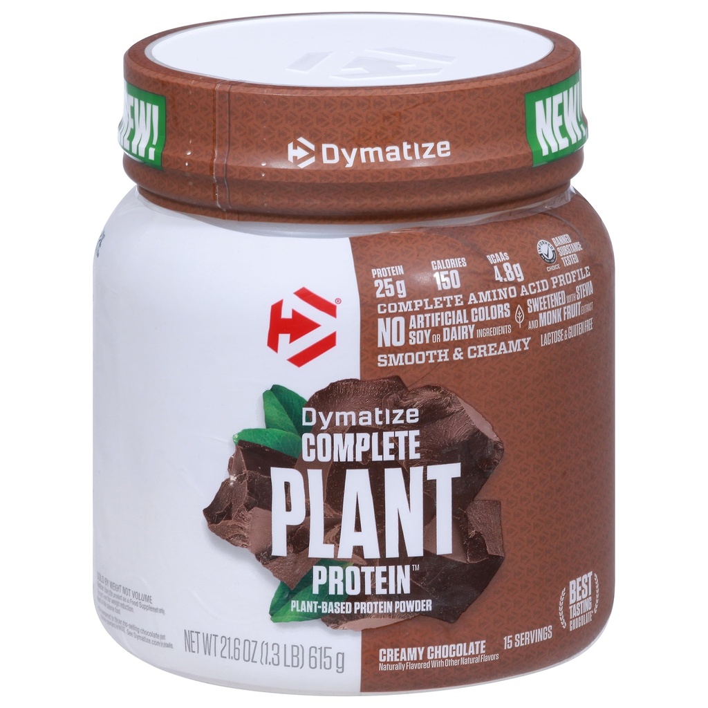Dymatize Vegan Plant Protein, Creamy Chocolate, 25g Protein, 4.8g BCAAs, Complete Amino Acid Profile, 15 Servis