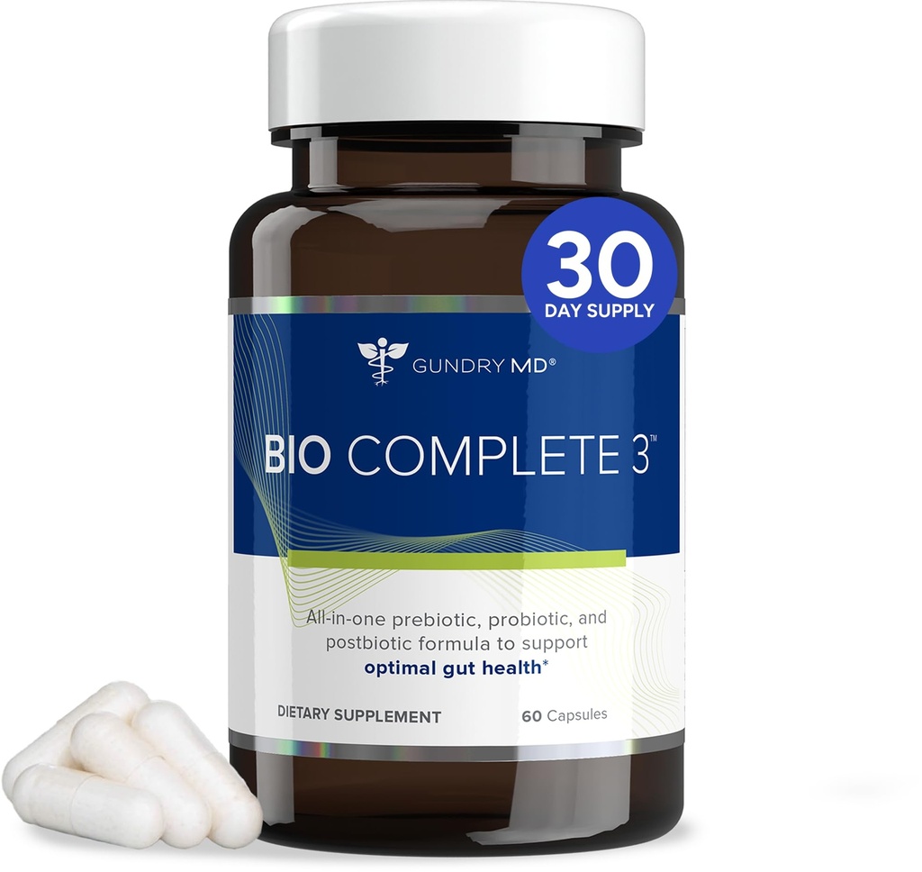 Gundry MD ® Bio Complete 3, 3-in- 1 Propoletic for Gut Health, Probiotic Suppportion, Support Bloating, Gas, Food Cravels, Energy Levels, Skin, and Focus, 30 Day Supply